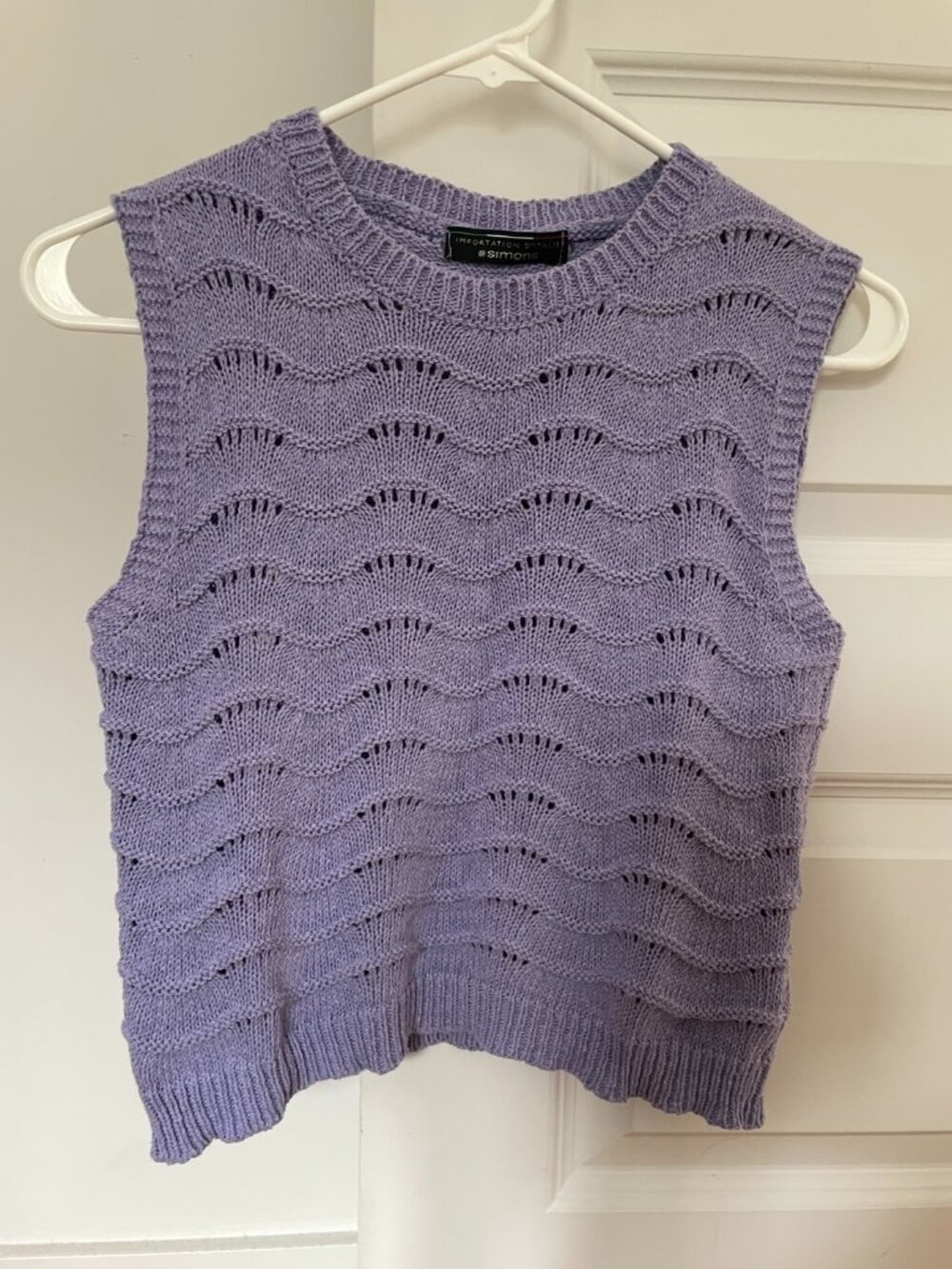 Simons Pointelle Knit Lavender Sweater Vest